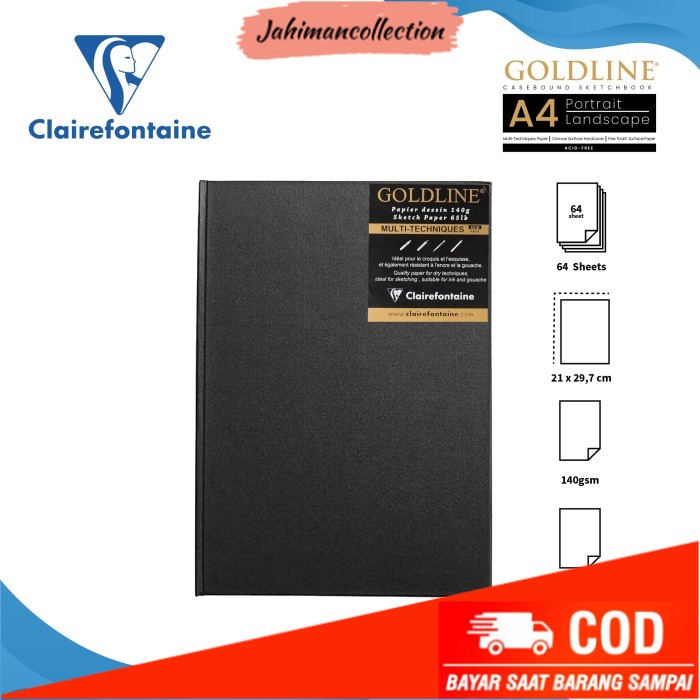 

✨ BISA COD ✨ Buku Sketsa Clairefontaine A4 Goldline Hard Cover Sketchbook - PORTRAIT