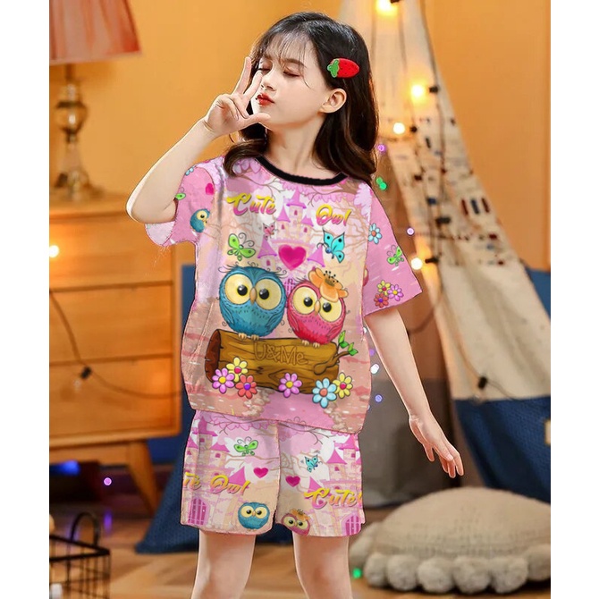 VF-Setelan baju playful colour anak print / setelan anak unisex 3-7 tahun