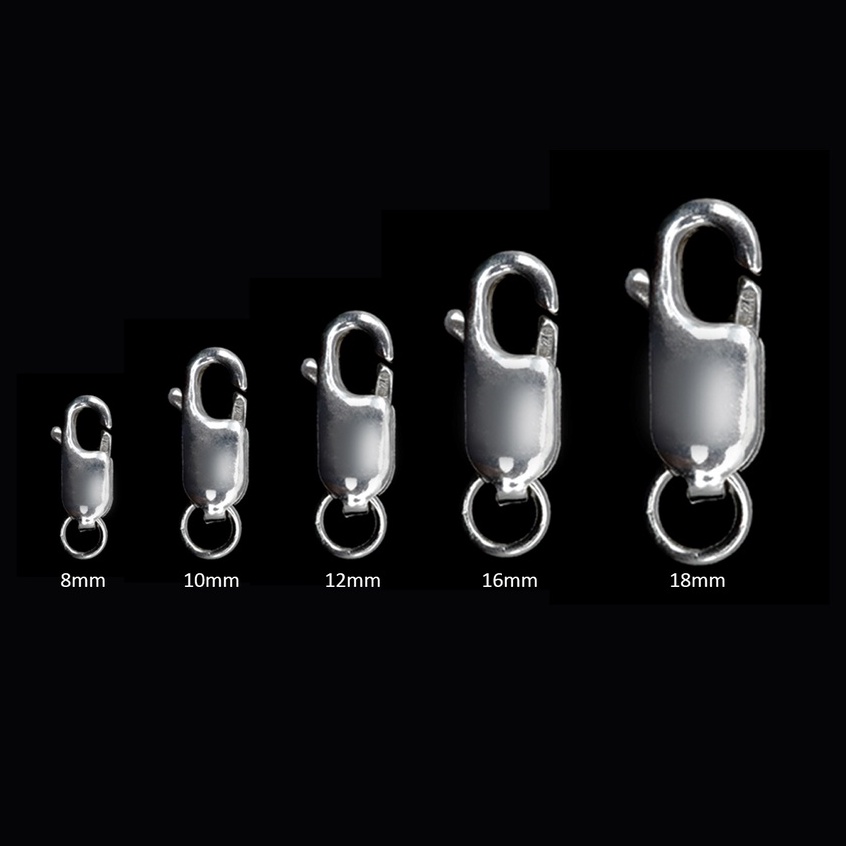 BAHAN PERAK 925 Kokot Udang Ukuran 8 - 18 mm / Kokot Udang / Kait Udang Perak 925 / Kait Kalung Pera