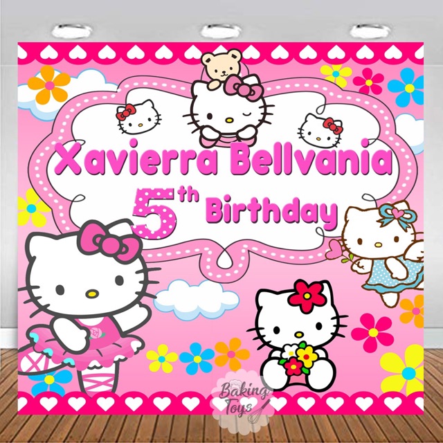 Hello Kitty Backdrop Birthday / Banner flexi ulang tahun / Background