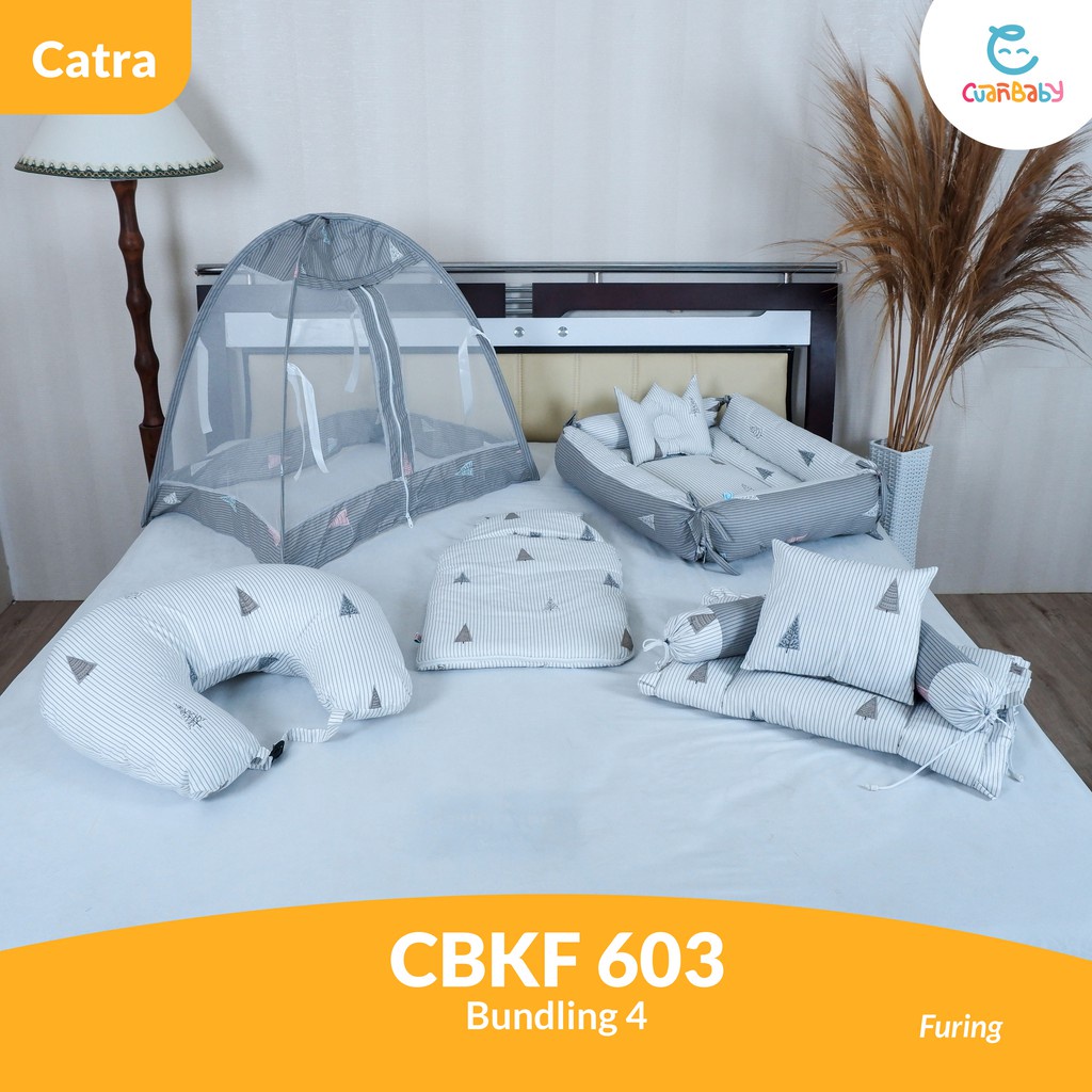 Kasur Bayi Tenda Paket 4 Sprei Furing Motif Cypress Grey and White CBKT 603 Kain Catra