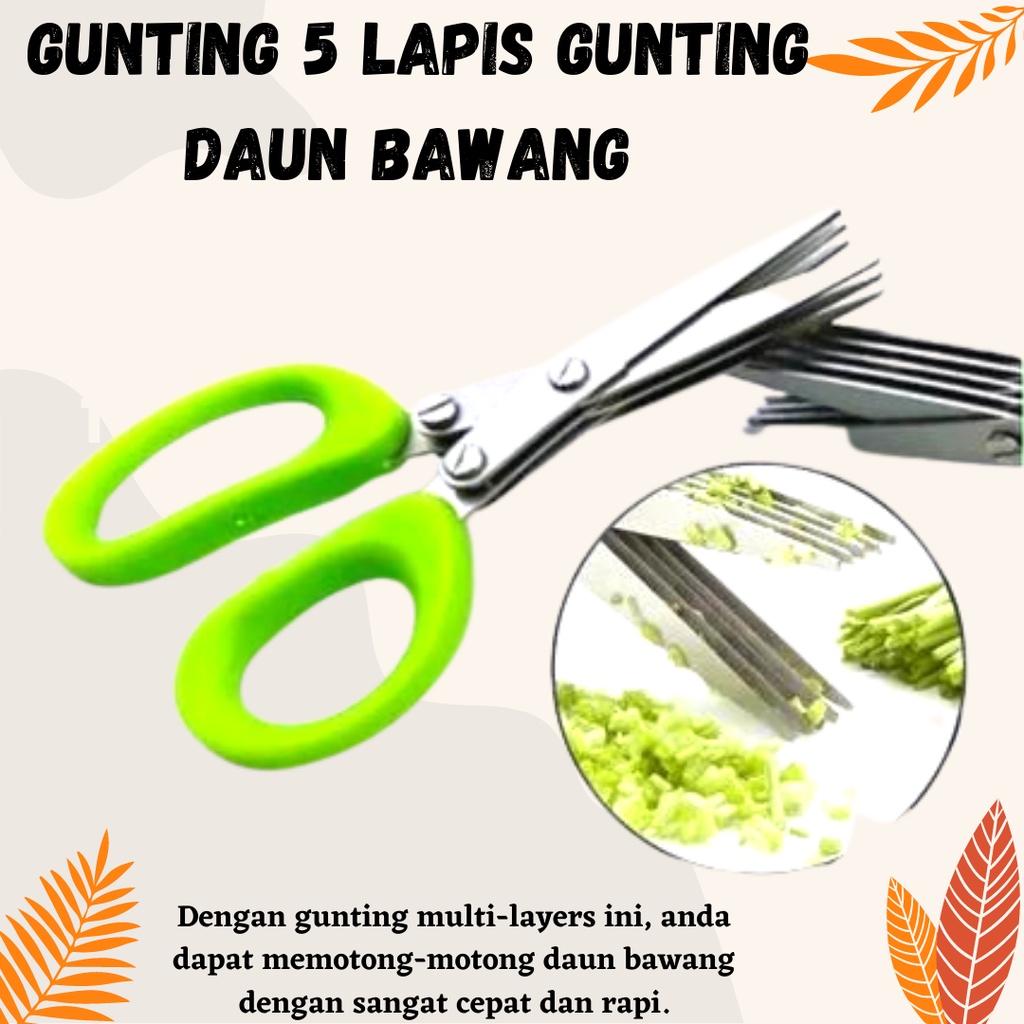 BARANG READY Gunting 5 Lapis Gunting Daun Bawang Gunting Sayur Dapur