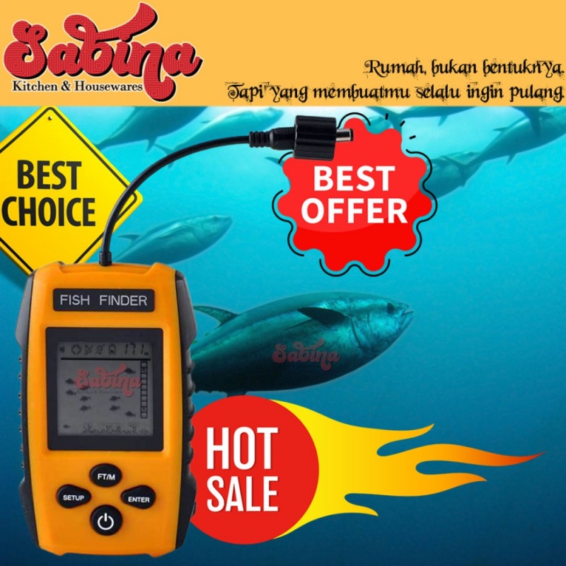 Alat Deteksi Ikan 100 Meter Portable Fish Finder 2.0 inch Display