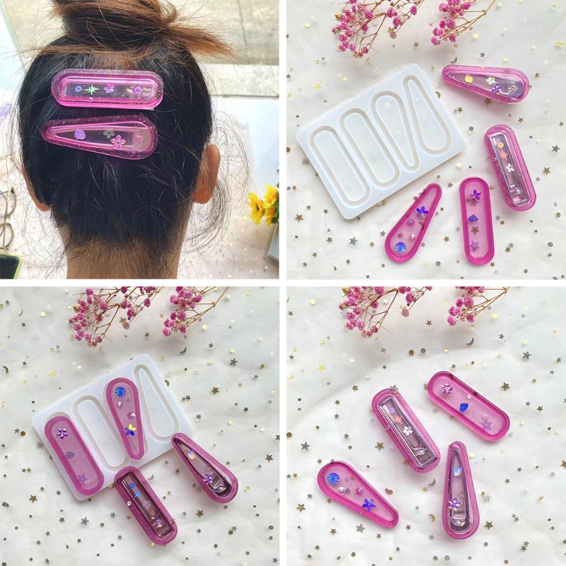 SIY  Quicksand Hairpin Epoxy Resin Mold Hair Clip Barrette Silicone Mould DIY Crafts Jewelry Casting Tools