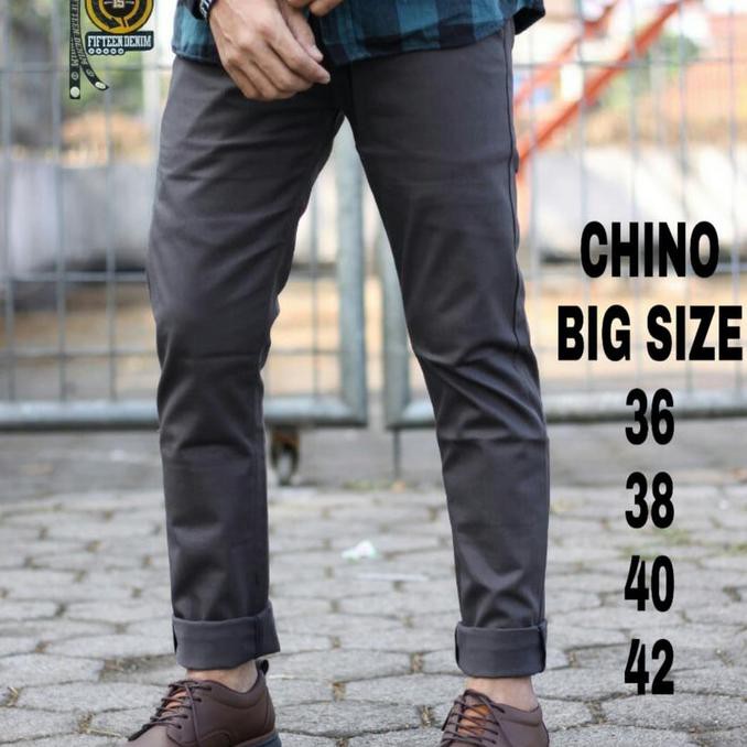 CELANA CHINO PRIA / CELANA CHINO PANJANG BIG SIZE JUMBO PREMIUM 36-42 - ABU-ABU