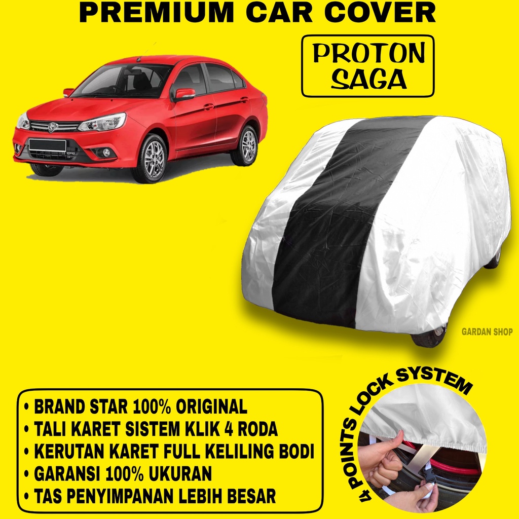 Body Cover PROTON SAGA SILVER HITAM Penutup Bodi Mobil Proton Saga Waterproof PREMIUM