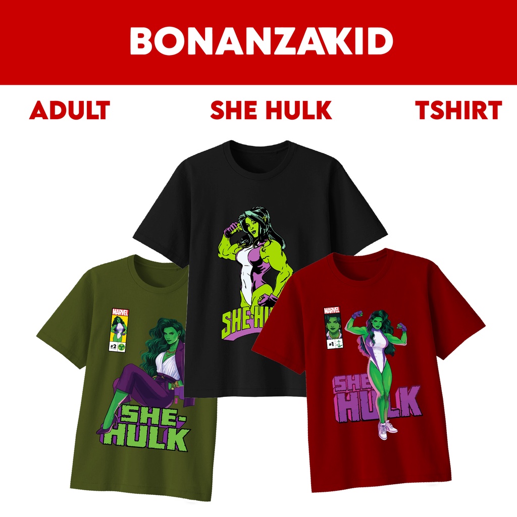 Baju Kaos Dewasa Superhero She Hulk Marvel Bahan Katun Combed 30s