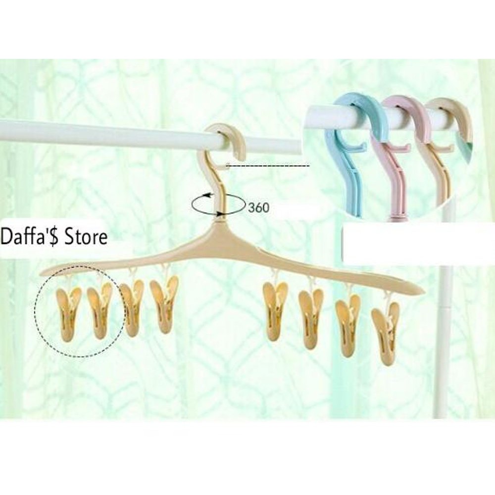 DD120 (1KG=15PCS) 8 In 1 Hanger Serbaguna Jepitan Kaos Kaki Jemuran Baju Multifungsi