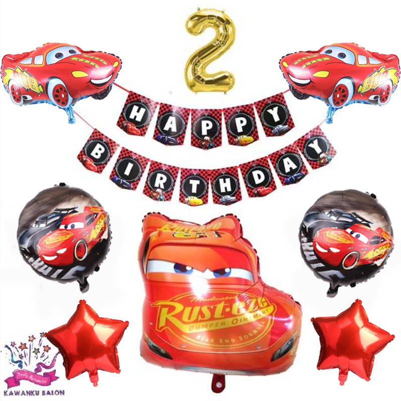 BANNER CARS SET DEKORASI/BALON FOIL CARS/DEKORASI ULANG