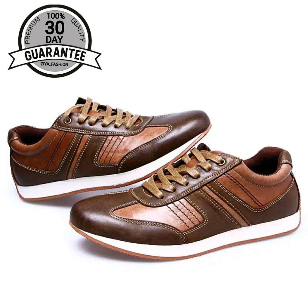 Sepatu Casual Pria Kulit Sapi Asli Import Sepatu Cowok Hangout Santai Branded Sepatu Laki Terlaris