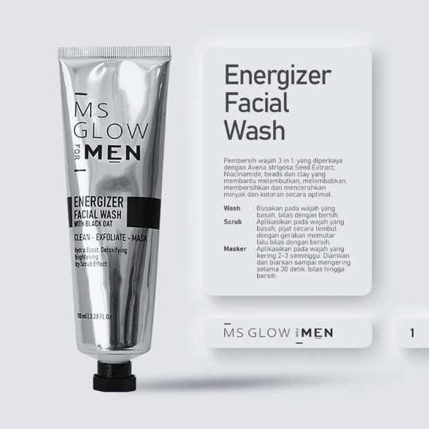 ECER Ms glow for men / ms glow men facial wash/sabun /bright cream /serum/ Sunscreen Spray