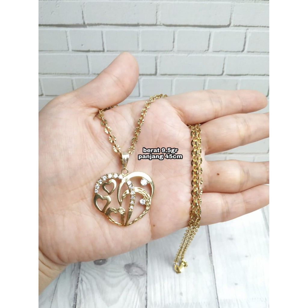 KALUNG LIONTIN LOVE BESAR GOLD PERAK ASLI S925 KODE CD095