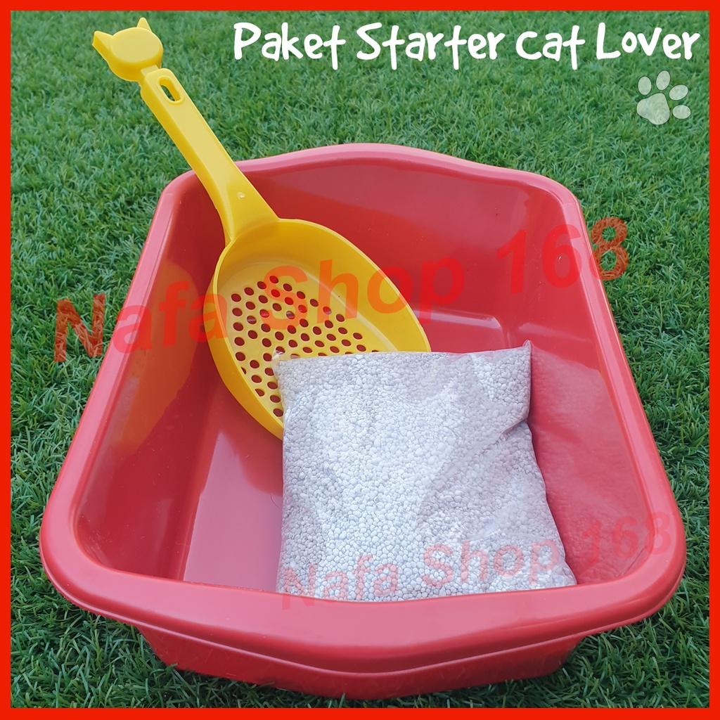 Paket Murah Starter Kit Bak Pasir Gratis 1Ltr + Serokan Pasir Kucing / Scoop Litter Box Cat Lover