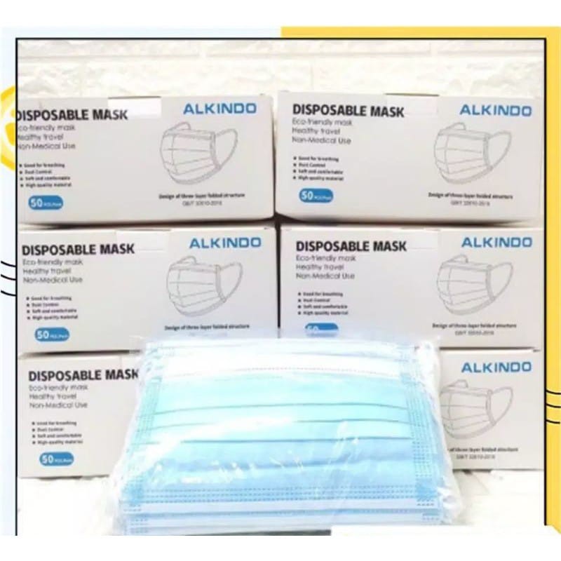 TERMURAH MASKER EARLOOP ALKINDO ANAK 3PLY / MASKER ALKINDO DEWASA 3PLY ISI 50PCS/MASKER MOUSON 3 PLY