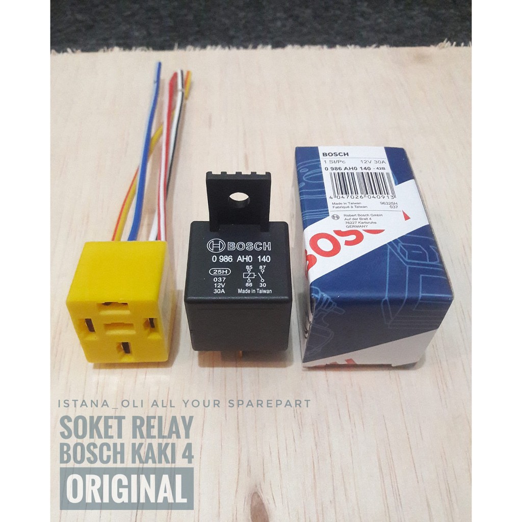 Socket Soket Kabel Relay Rellay Rilay Bosch Kaki 4 Original Asli Lampu Klakson Kipas Radiator Ac 1st