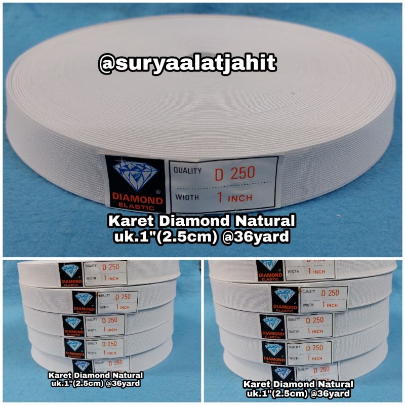 Karet Diamond Natural uk.1&quot;(2.5cm) @36yard kwalitas terbagus =rp.69.900/1pcs