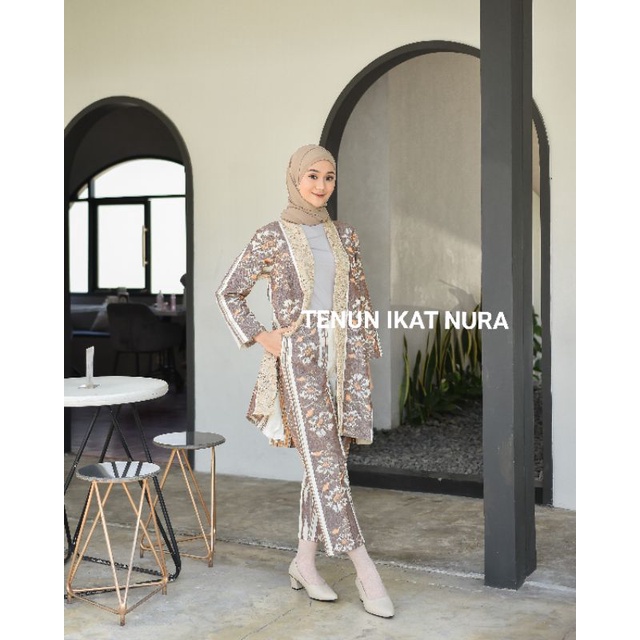 Set Karina Couple Tenun Brokat &amp; Kemeja Tenun