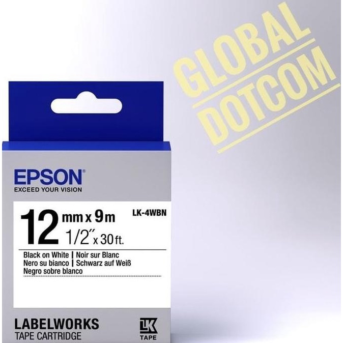 

Epson label 12mm black on white 9m labelworks tape cartridge LK-4WBN KERTAS HVS