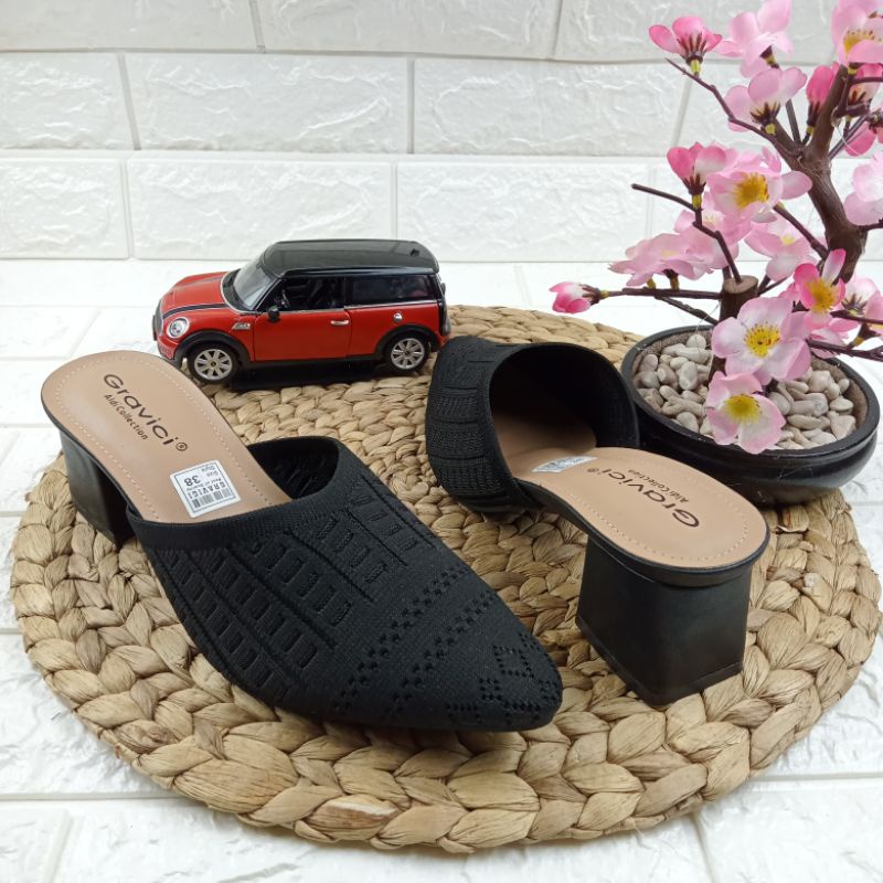 Wedges wanita rajut import , sandal hak tahu kekinian WEA 01