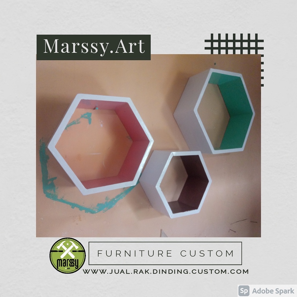 Paket rak hexagonal / Rak hexagonal dinding / Rak hexagonal ukuran 26/22/18