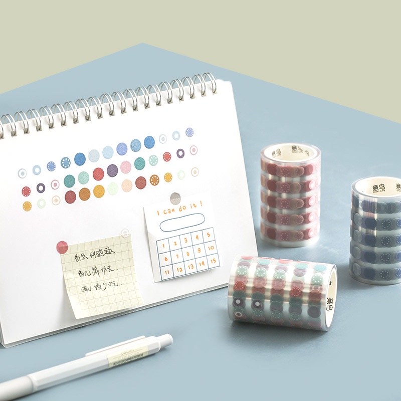 Colorful Dot Markers Roll Deco Stickers - Stiker Gulung Kertas Lucu Unik Murah