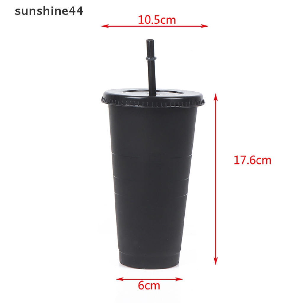 Sunshine Botol Minum Plastik Matte Berubah Warna Dengan Sedotan Untuk Kopi