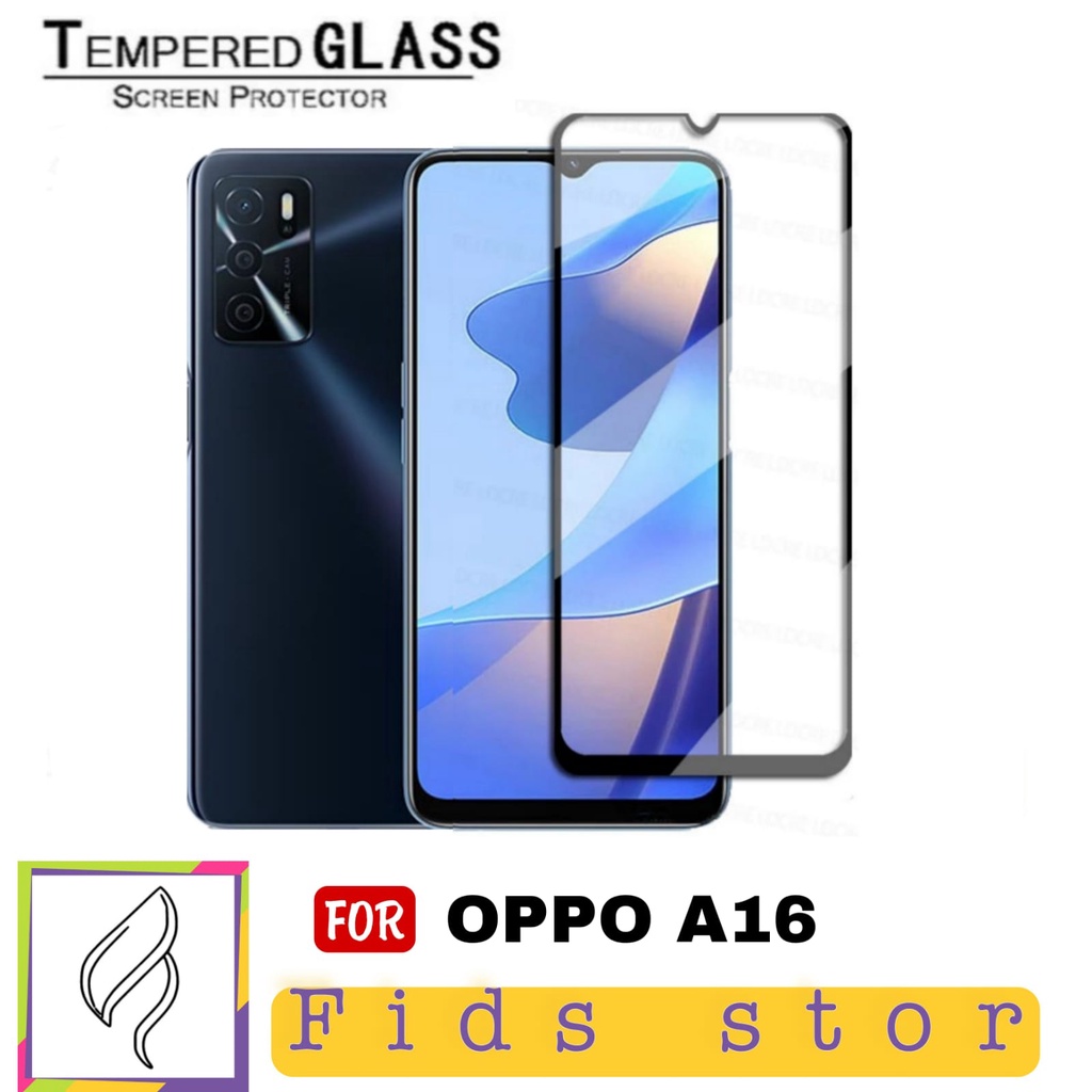 Tempered Glass Full Layar Oppo A16 Screen Guard Protector Antigores List warna TG