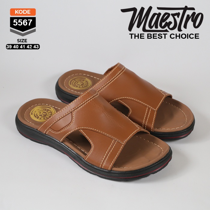 Sendal Selop Ban 2 Kulit Gesper Sandal Slop Slip On Kasual Pria Kulit Premium CL-02