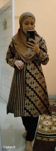 New Tunic Batik Wanita Zipper Depan Motif Sogan Seling