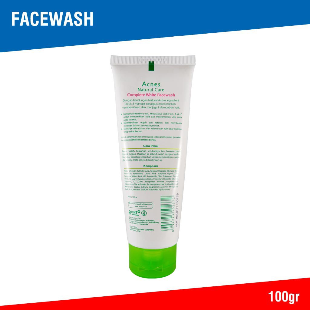 Acnes Natural Care Face Wash Complete White 100 Gr Shopee Indonesia