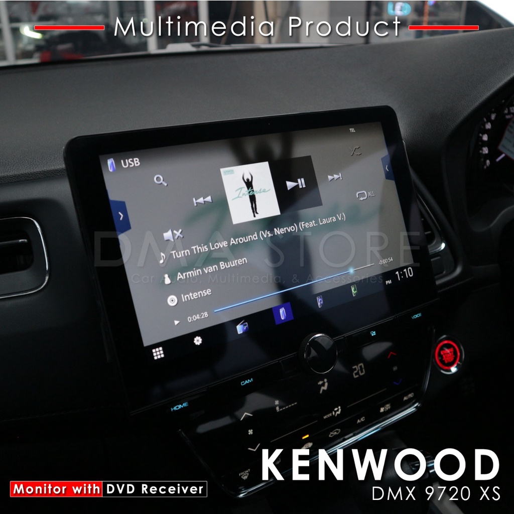 Head Unit Universal Kenwood DMX9720XS Layar 10 Inch HiRes Audio.