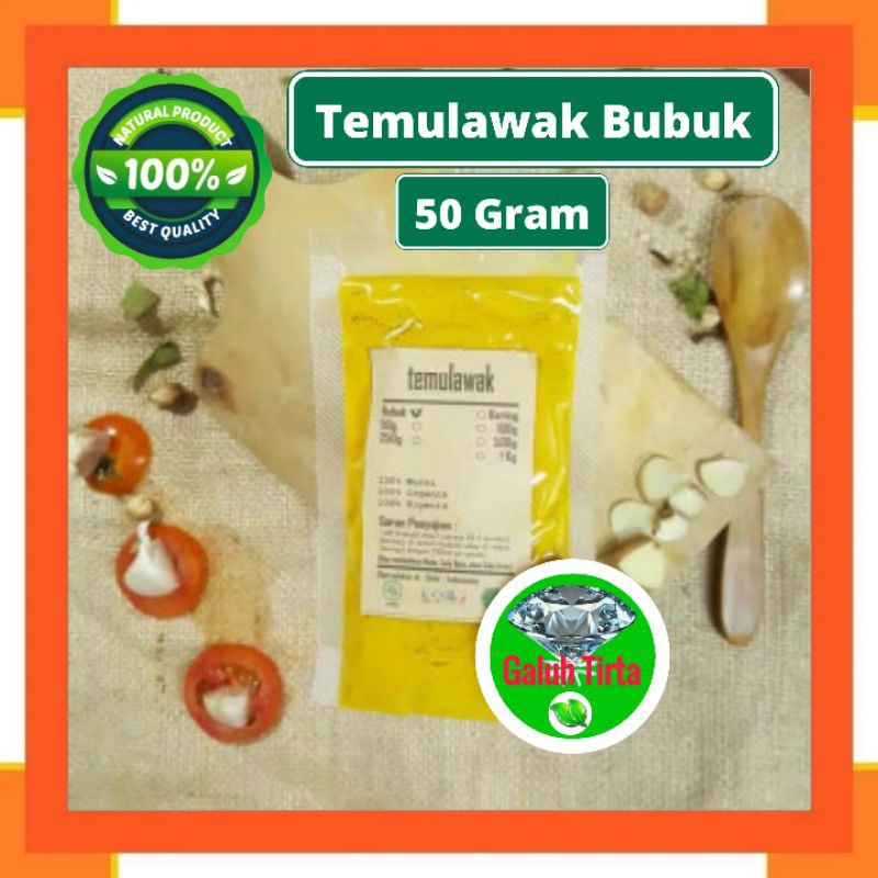 

50 Gram Bubuk temulawak murni asli original organik alami kualitas premiumi Curcuma xanthorrhiza