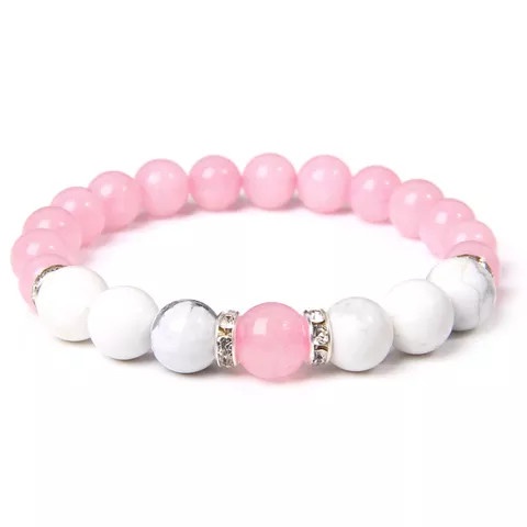 Gelang Batu Natural Rose Quartz Howlite Aventurin