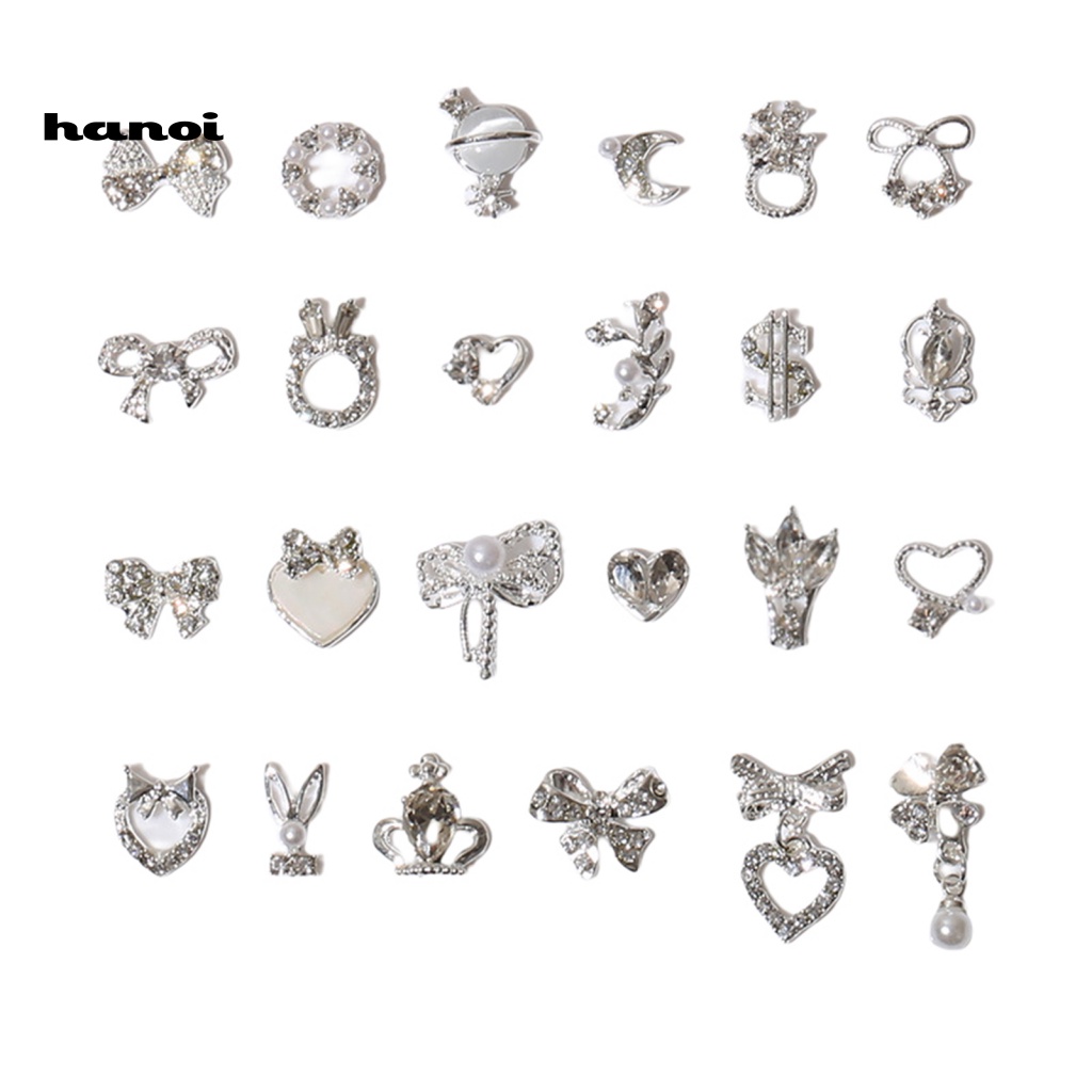 Han 20Pcs / Set Charms Ornamen Hati 3D Untuk Dekorasi Nail Art