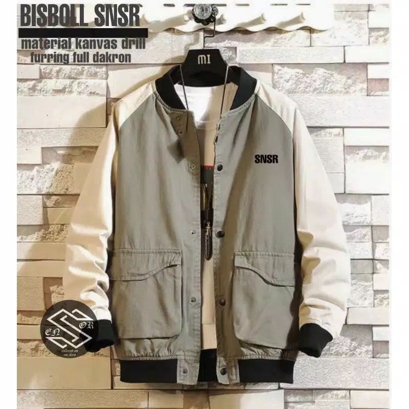 Jaket pria IKC 002 distro cbr six Bandung hoodie dua sisi bolak balik keren grosir pakaian pria H0D7-SNR BSBOL ARMY CREAM