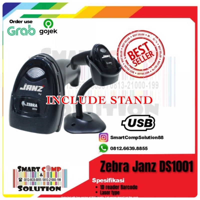 JANZ DS1001 BARCODE SCANNER - By Zebra DS10 1D 2D QR CODE Efaktur Reader SETARA ZEBRA DS1001