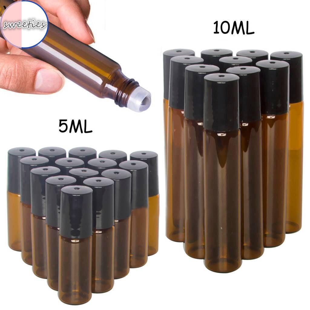 1 / 5PCS Botol Kaca Roll on Kosong 5ml 10ml Untuk Essential Oil