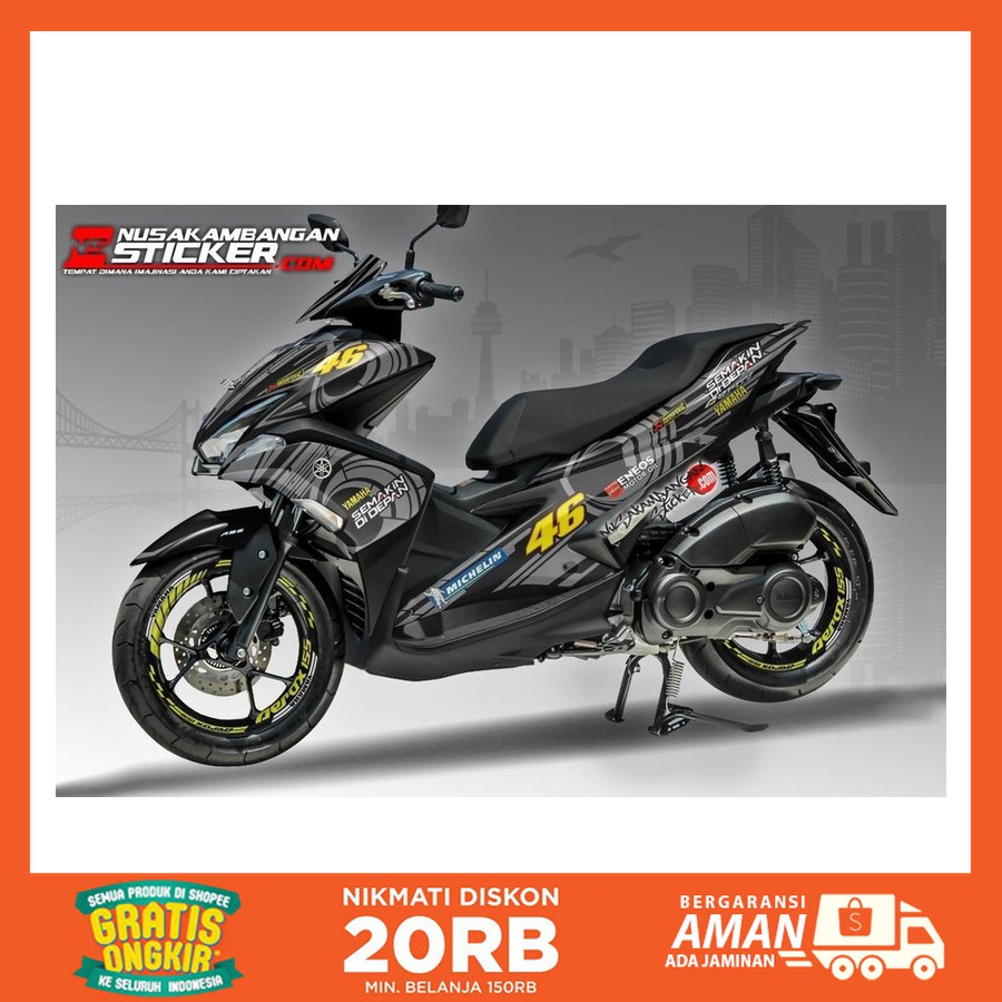 Jual Decal Motor Sticker Motor Yamaha Aerox 155 Hitam 001 Murah