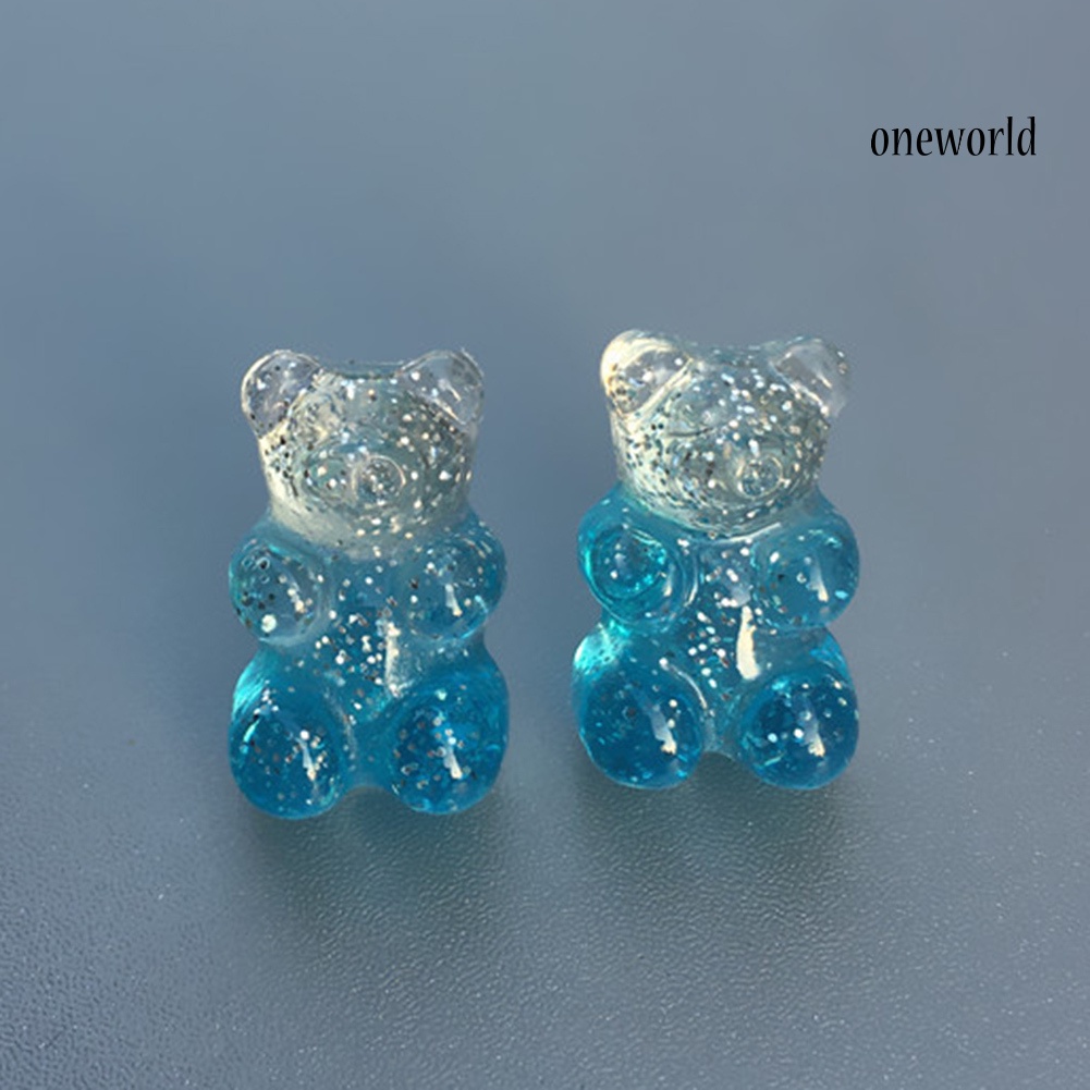 OW# Fashion Women Candy Color Cartoon Gummy Bear Ear Stud Earrings Jewelry Gift