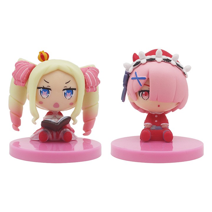 Set Action Figure Chibi Re Zero Emilia Rem Ram Echidna Beatrice