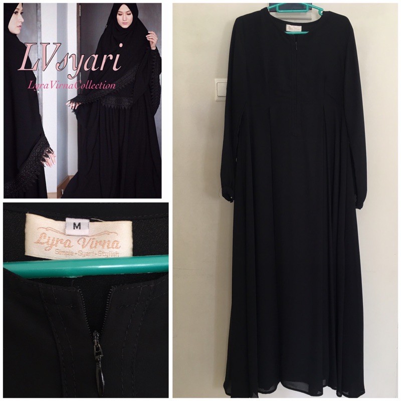 ❌ SOLD ❌dress lyravirna syari warna hitam polos (preloved) #sisesa