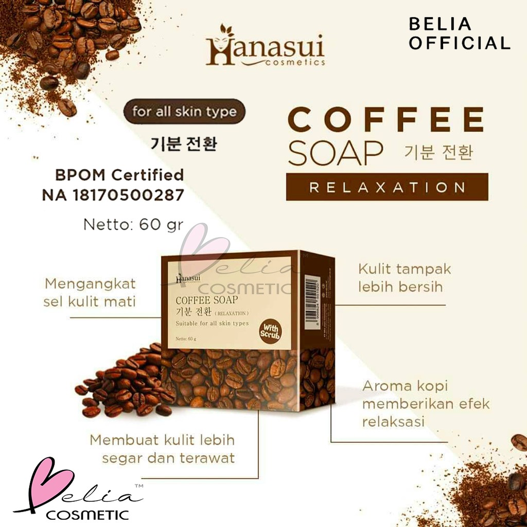 ❤ BELIA ❤ HANASUI Coffee Soap 30g White Rice - Bamboo Charcoal - Aloe Vera 60g | sabun scrub hanasui