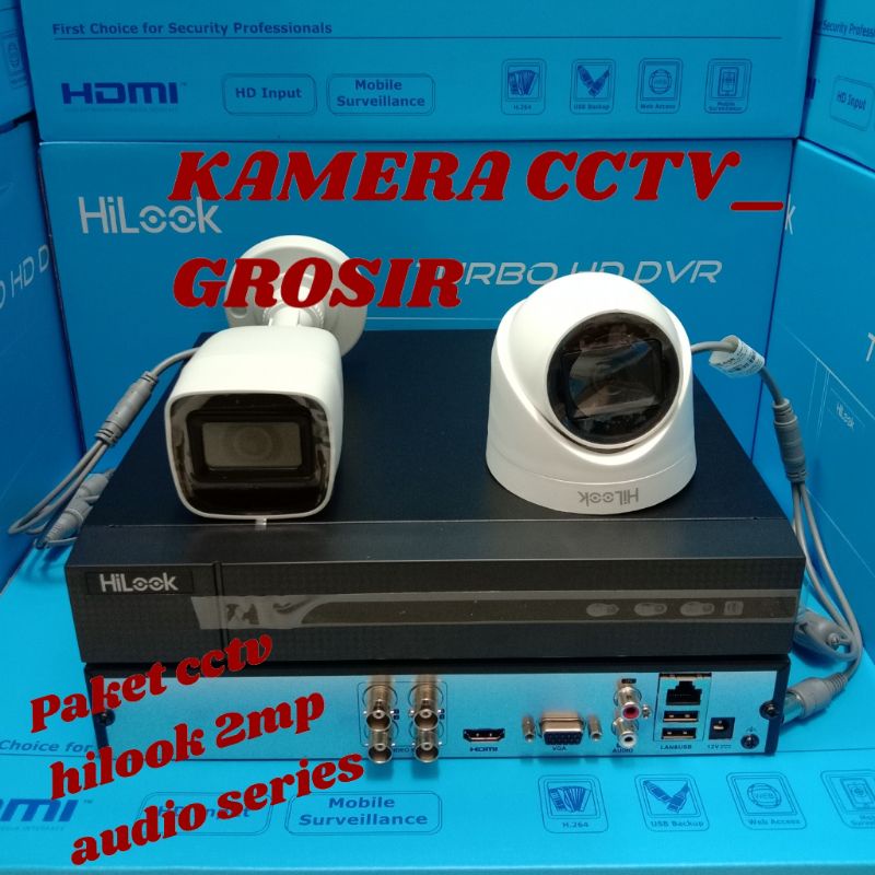 PAKET CCTV HILOOK 4 CHANNEL 3 CAMERA 2MP AUDIO LENGKAP