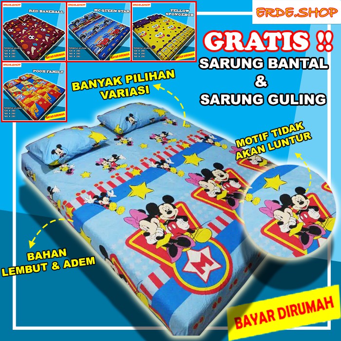 SEPRAI SPREI 120X200 160X200 SPRAI SEPREI 180X200 SARUNG KASUR KARAKTER ANAK MURAH HOMEMADE BONITA