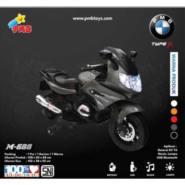 Mainan Motor Aki Anak/ Motor Aki Sport / Sepeda Motor Aki 688 PMB