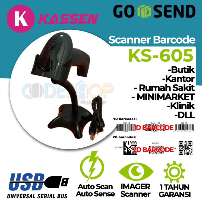 SCANNER QR CODE |KS-605 / KS605 2D USB Barcode Reader 1D/2D Layar HP