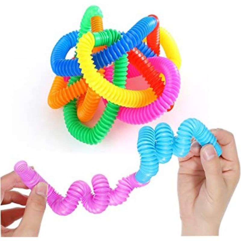 Pop Tube Mainan edukasi fidget Pop Tubes Sensory Toys Mainan Selang Anak Nyala Lampu Ukuran18 Cm