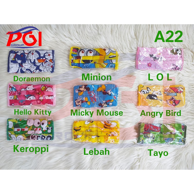 A ( A22 ) MASKER HIJAB KAIN KARAKTER / TALI SAMBUNG - PUTUS / FREE PLASTIK