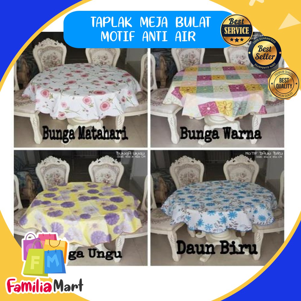 (BIG SIZE) Taplak Meja Makan Bulat Bulet Ruang Tamu Anti Air Alas PVC / Round Tablecloths 150x150cm