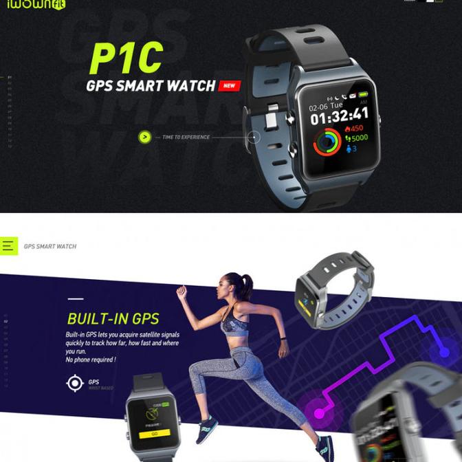 IWOWN P1C GPS SmartWatch With Heart Rate Monitor Waterproof IP68 ary55 Juara